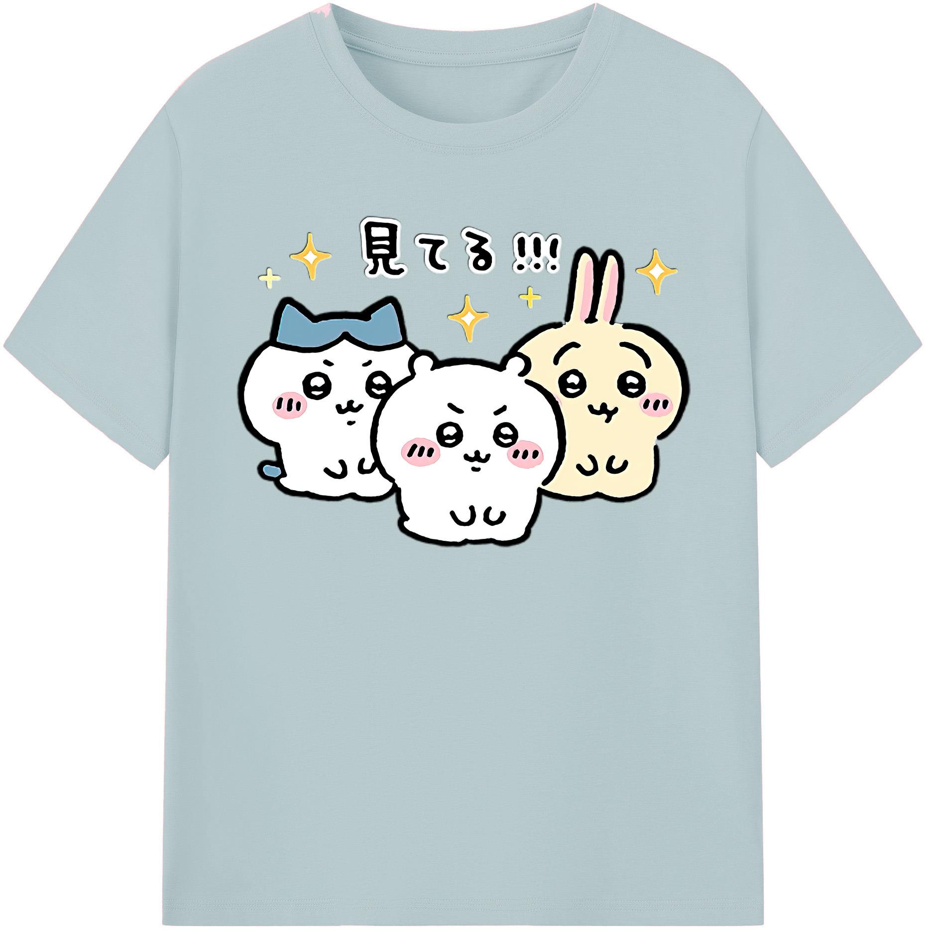 （画像用） ちいかわ ハチワレ Chii-kawa hachiware 綿100％半袖Tシャツ（フロントプリント）